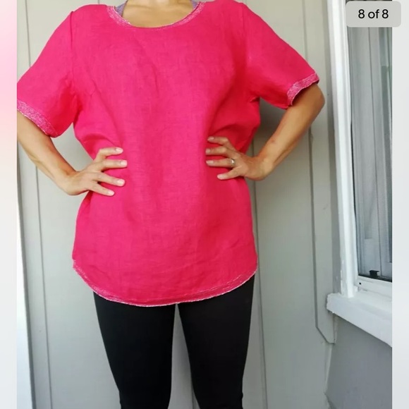 French pink linen blouse size L - Picture 4 of 16